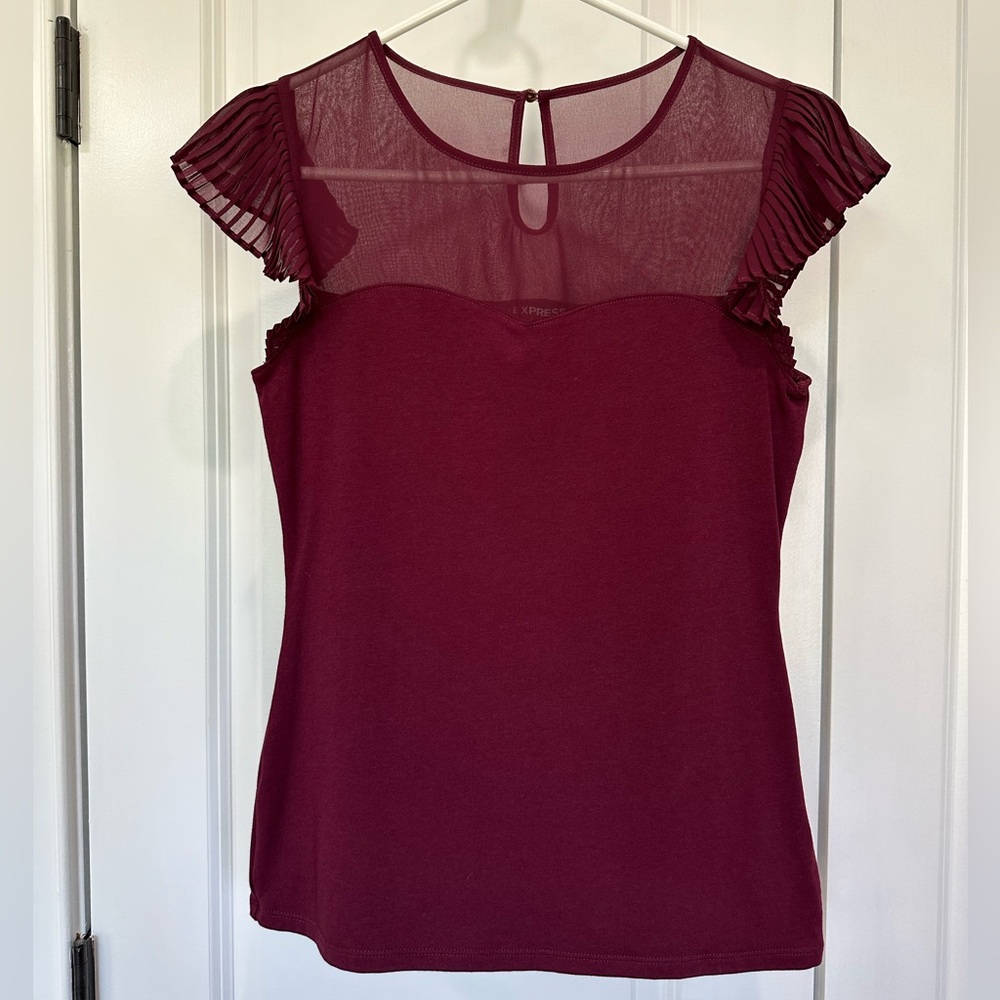 Express burgundy mesh blouse